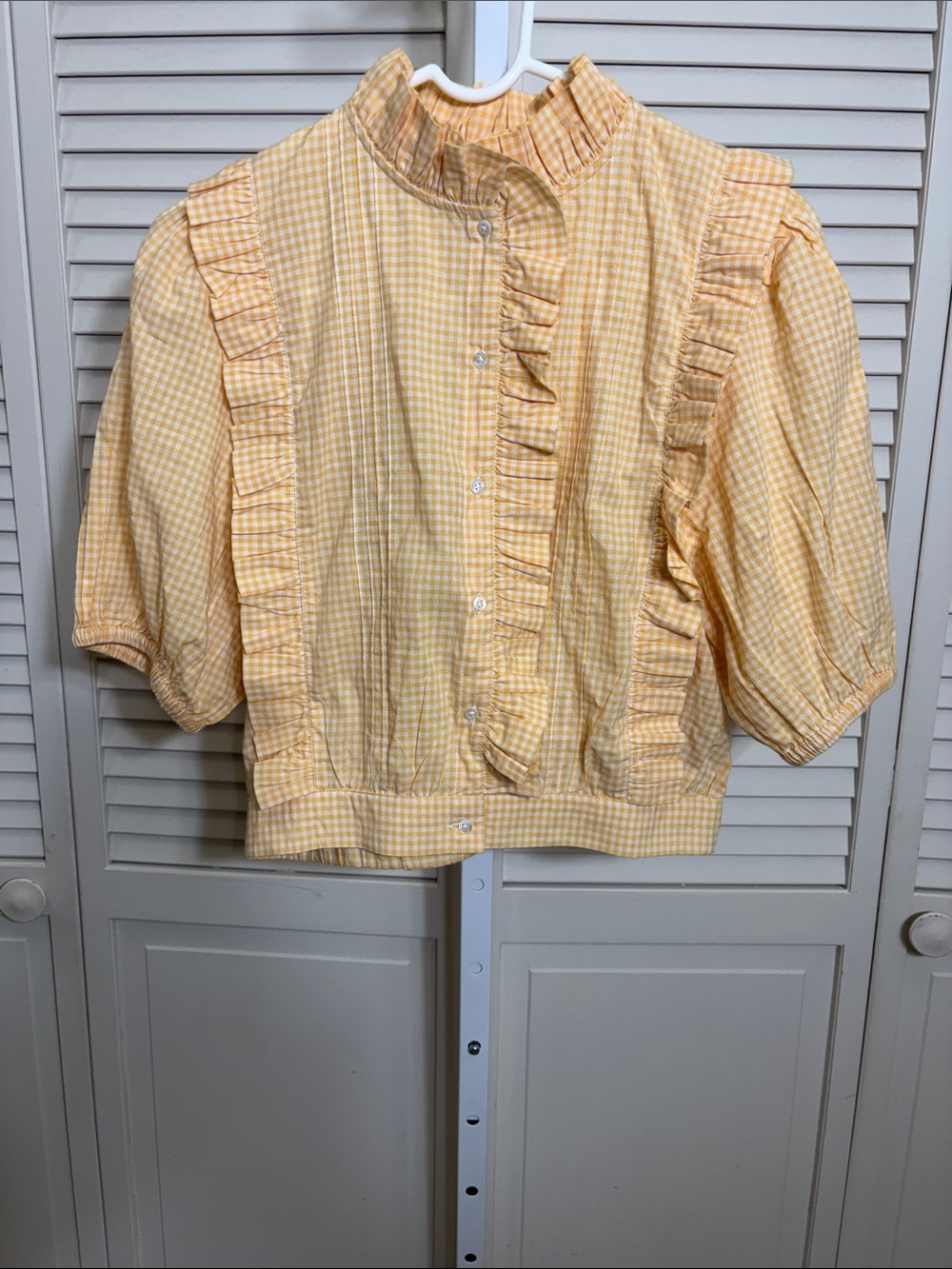 Emile et Ida Zolia Vichy blouse Ruffled 100% Cotton Medium - Picture 3 of 13